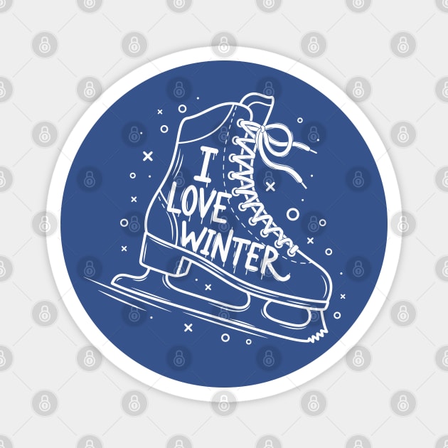 I Love Winter: Ice Skating Magnet by enrynz